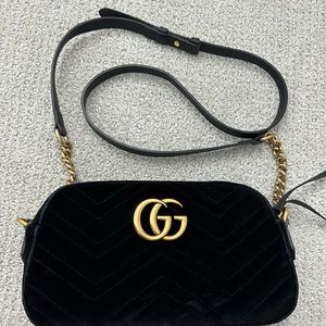 Gucci Marmont in Black Velvet Crossbody Bag
